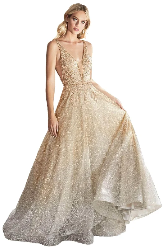 Huge Discounts Cinderella Divine - V-Neck Ombre A-Line Prom Gown CD208