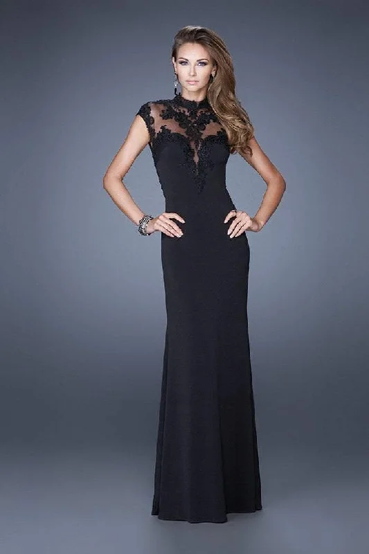 Deal Zone La Femme - Illusion High Neck Lace Evening Gown 20650 - 1 pc Black In Size 6 Available Deal Zone La Femme - Illusion High Neck Lace Evening Gown 20650 - 1 pc Black In Size 6 Available
