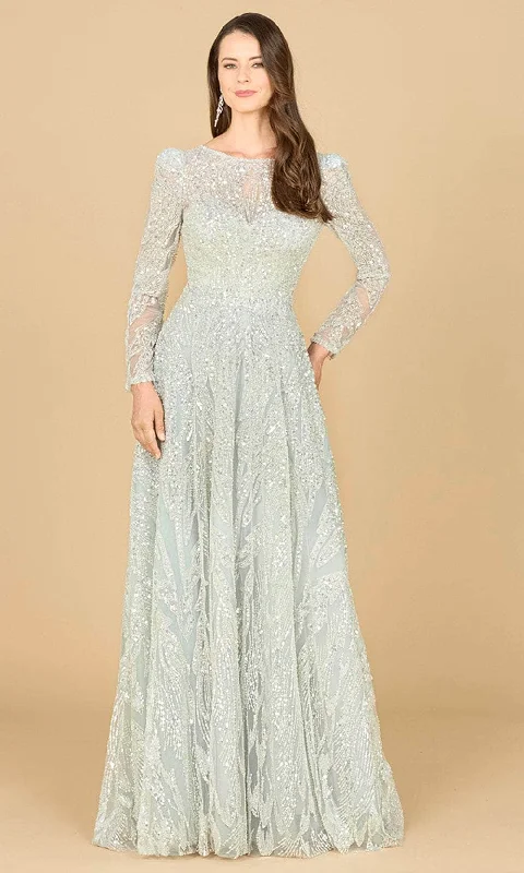 Deal Explosion Lara Dresses 29159 - Beaded Lace Long Sleeve Evening Gown