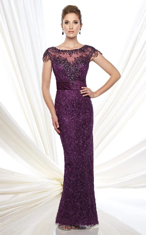 Special Offer Mon Cheri Embellished Illusion Cap Sleeve Gown
