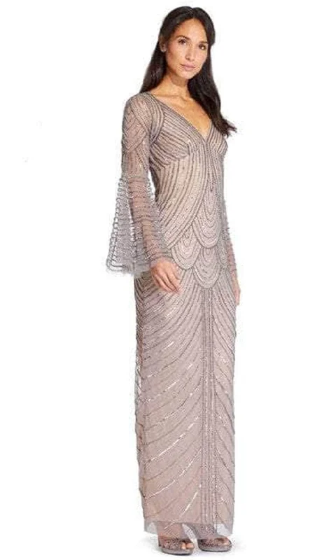Super Savings Adrianna Papell AP1E205923 - Long Bell Sleeve V-Neck Evening Dress