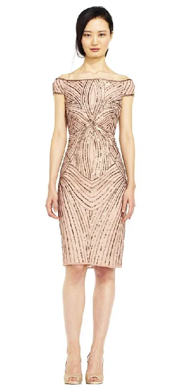Big Discounts Adrianna Papell - Sequined Off-Shoulder Sheath Dress AP1E201100