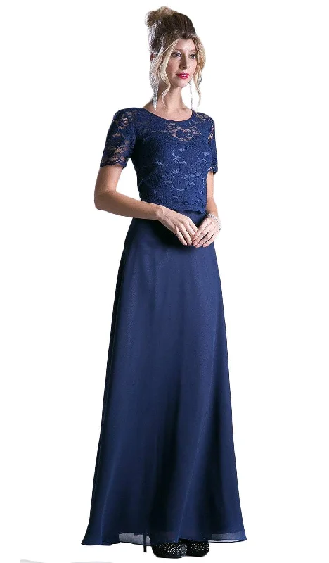 Price Blitz Cinderella Divine - Short Sleeve Lace Bodice Mock Two-Piece Dress