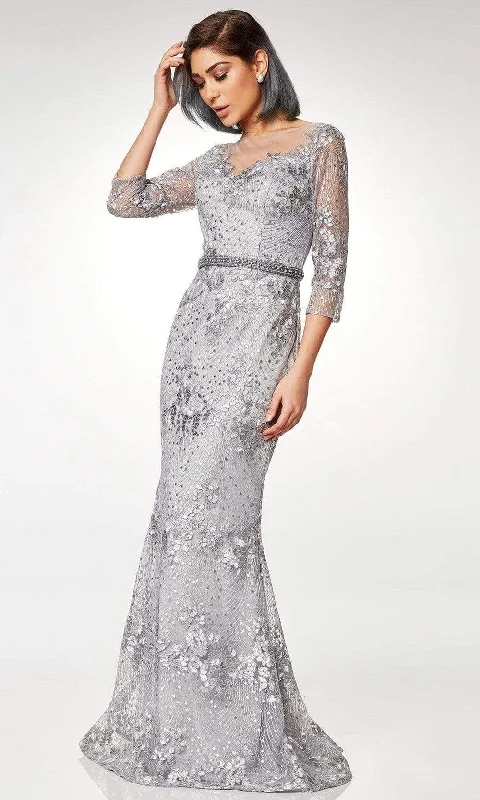 Limited Time Clarisse - Illusion Bateau Sequin Lace Trumpet Dress M6502 - 1 pc Gray In Size 16 Available Limited Time Clarisse - Illusion Bateau Sequin Lace Trumpet Dress M6502 - 1 pc Gray In Size 16 Available