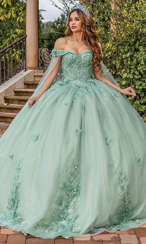 Value Deals Dancing Queen 1853 - Floral Applique Illusion Ballgown