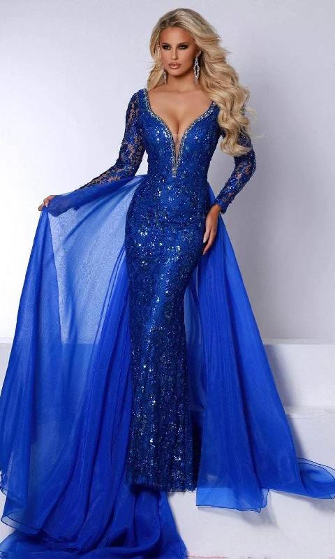 Fantastic Deals Johnathan Kayne 2732 - Beaded Lace Gown with Overskirt