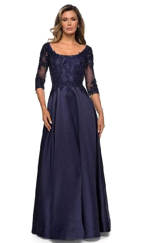 Limited Availability La Femme - 27988 Quarter Length Sleeve Scoop Neck Evening Dress