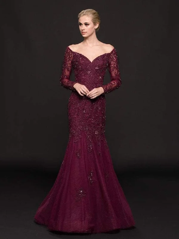 Early Access Marsoni by Colors - Embellished Long Sleeve Trumpet Dress M211