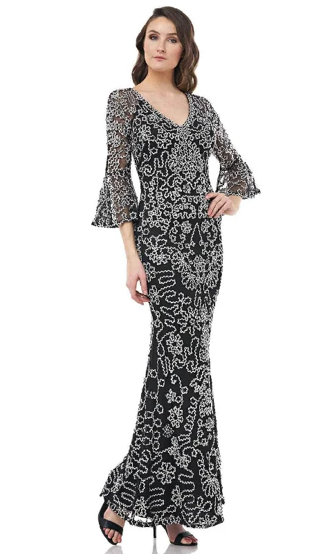 Closeout JS Collections 867193 - Flounce Sleeve Soutache Formal Gown