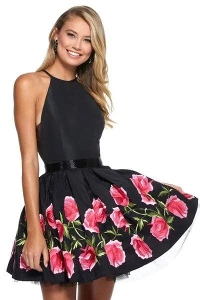 Act Now Sherri Hill - Halter A-line Short Dress 53023 - 1 pc Black/Fuchsia In Size 6 Available Act Now Sherri Hill - Halter A-line Short Dress 53023 - 1 pc Black/Fuchsia In Size 6 Available