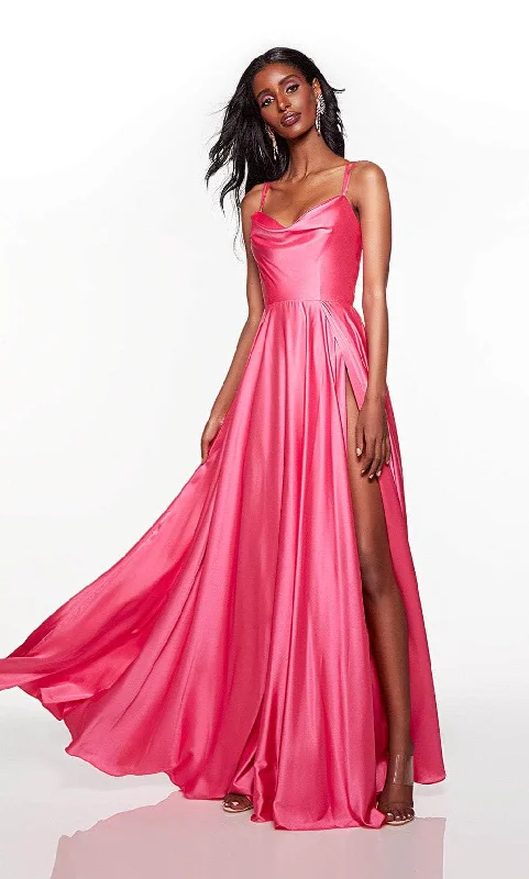 Blowout Sale Alyce Paris 61462 - Satin Evening Dress with Slit