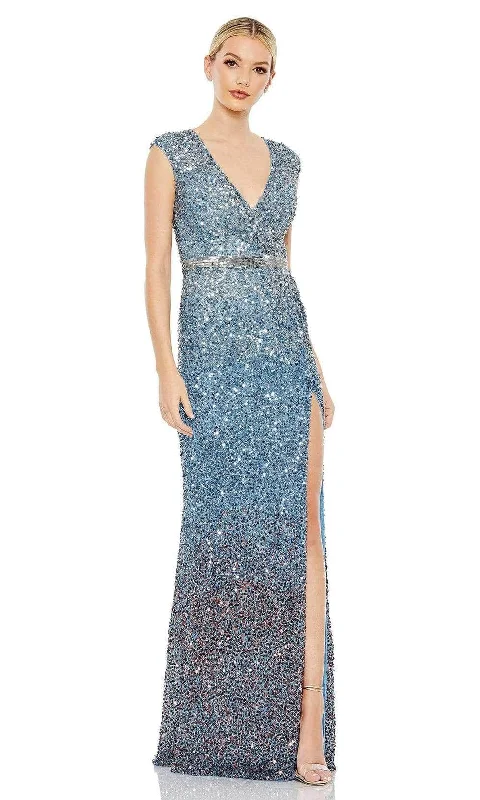 Midnight Sale Mac Duggal - 5489 Cap Sleeve Ombre Sequined Gown