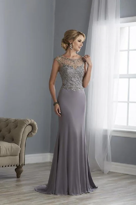 Amazing Deals Christina Wu Elegance - Bead Embellished Illusion Bateau Evening Dress 17862 - 1 pc Silver In Size 16 Available