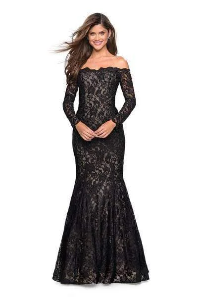 Price Rollback La Femme - Long Sleeve Off Shoulder Lace Trumpet Gown 26393 - 1 pc Black In Size 8 Available Price Rollback La Femme - Long Sleeve Off Shoulder Lace Trumpet Gown 26393 - 1 pc Black In Size 8 Available