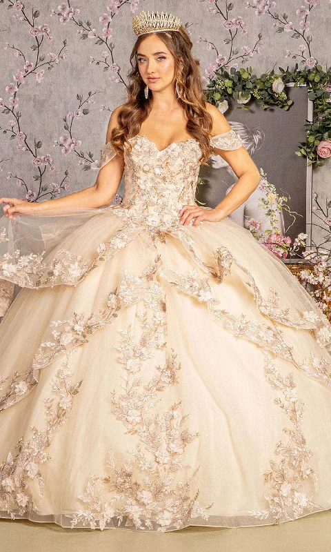 Stock Clearance GLS by Gloria GL3240 - Applique Embellished Off-Shoulder Ballgown