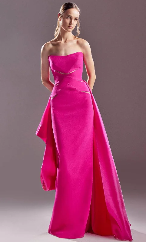 Price Slash MNM COUTURE G1541 - Strapless Laser Cut-Out Prom Gown