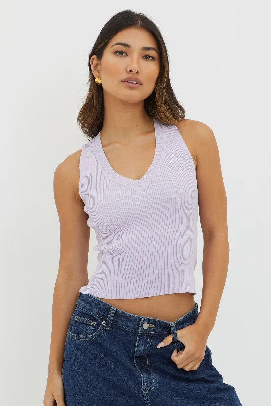 Big Discounts D'Lila V-Neck Ribbed Knit Top Lilac