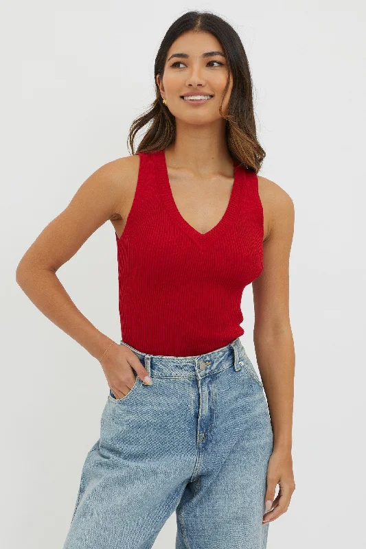 Sale Event D'Lila V-Neck Ribbed Knit Top Maroon