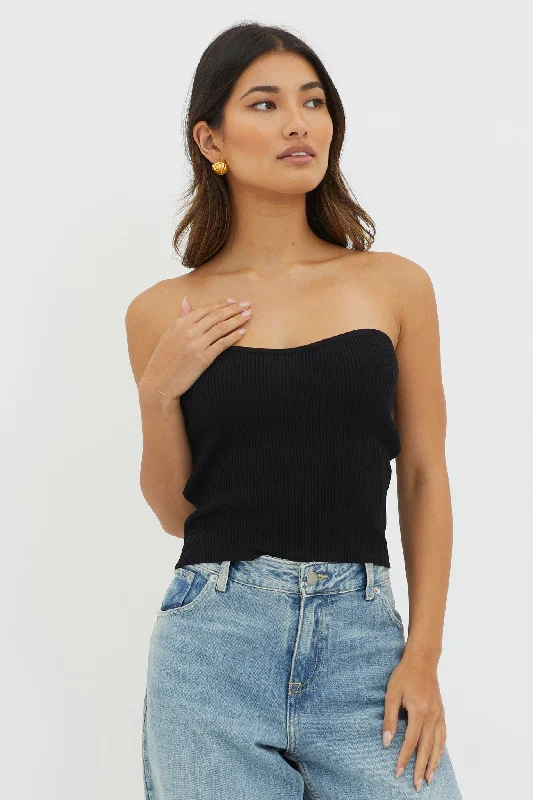 Huge Discounts Flora Strapless Knit Top Black