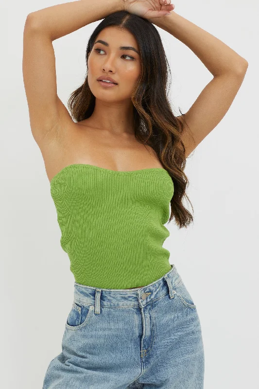 Time-Limited Offer Flora Strapless Knit Top Green