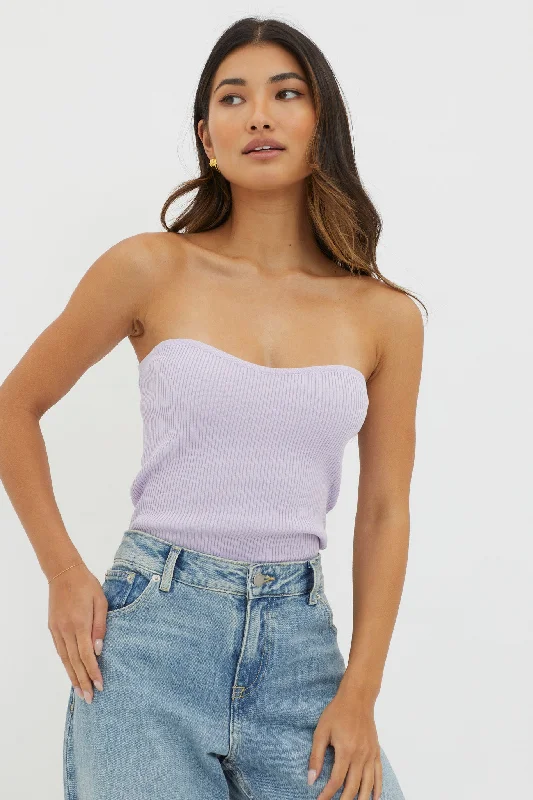 Buy Now Flora Strapless Knit Top Lilac