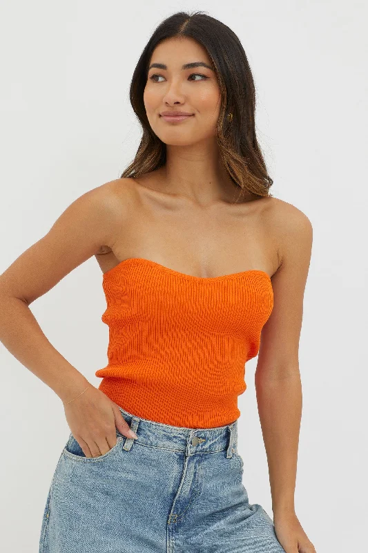 Sale Event Flora Strapless Knit Top Orange