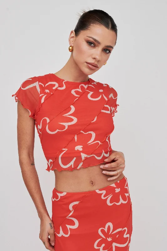 Shop and Save Gold Rush Crop Top Print Orange