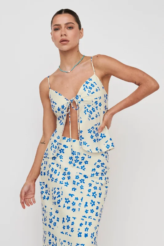 Big Discounts Heart & Soul Tie Front Top Floral Cream