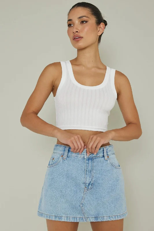 Flash Sale In Sync Scoop Neck Crop Top White