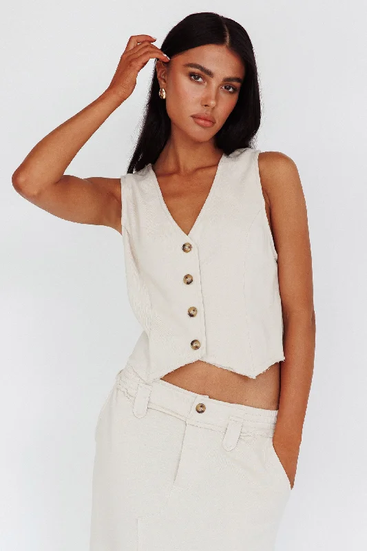 Lowest Prices Jaina Button Front Vest Top Seashell