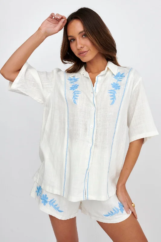 Amazing Deals Jeni Embroidered Detail Shirt White