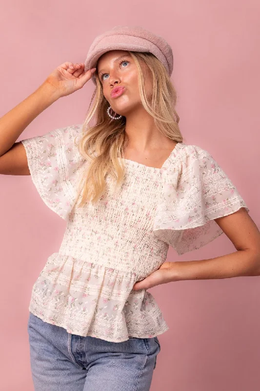 Daily Deals Madison Top in Eyelet Floral - FINAL SALE