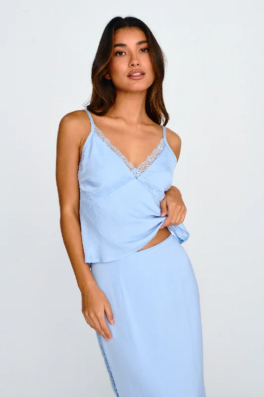 Buy Now Pammy Lace Trim Top Cloud Blue