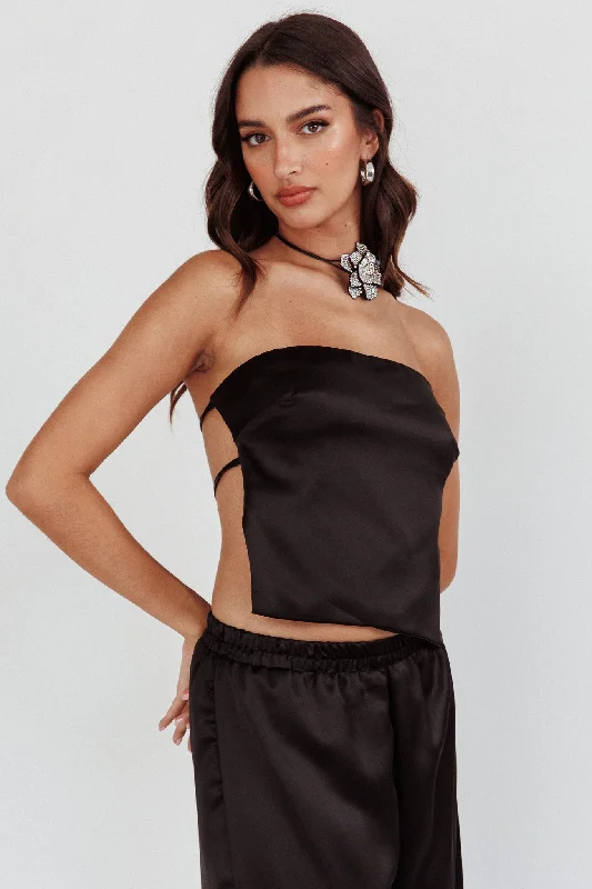 Great Bargains Panama Beach Back Tie Top Black