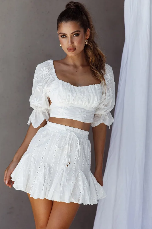 Deep Discounts Passing By Tied Back Crop Top White