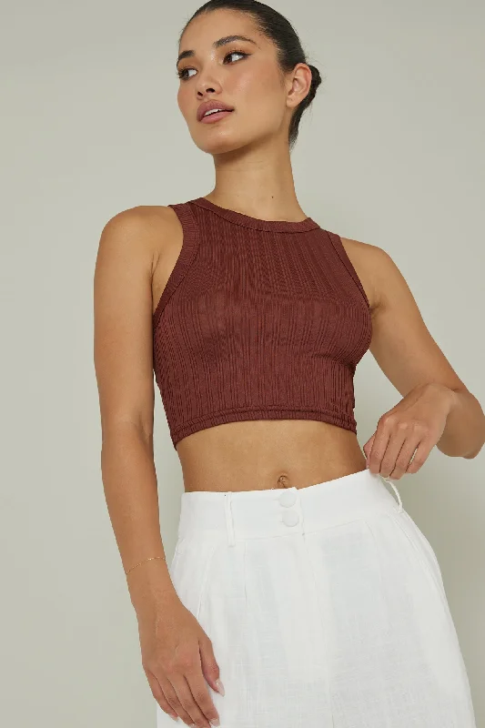 Members Only Seeker Ribbed Crop Top Mocha