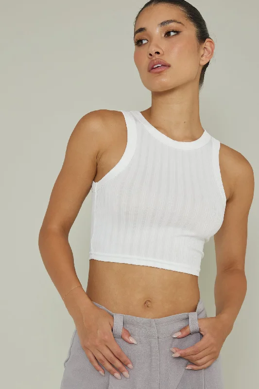 Year-End Sale Seeker Ribbed Crop Top White