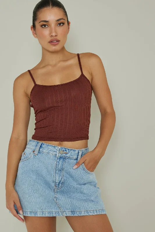 Friends and Family Sale Sold Out Ribbed Cami Top Chocolate