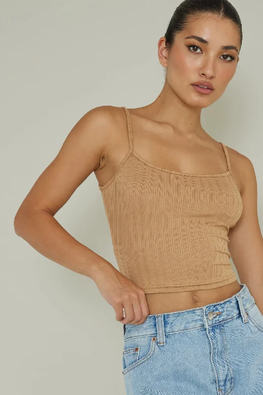 The Best Prices Sold Out Ribbed Cami Top Mocha