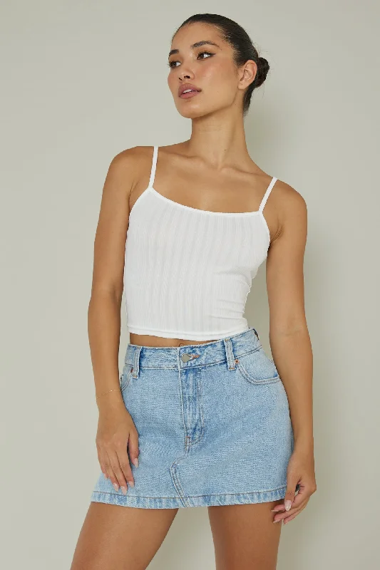 Inventory Reduction Sold Out Ribbed Cami Top White