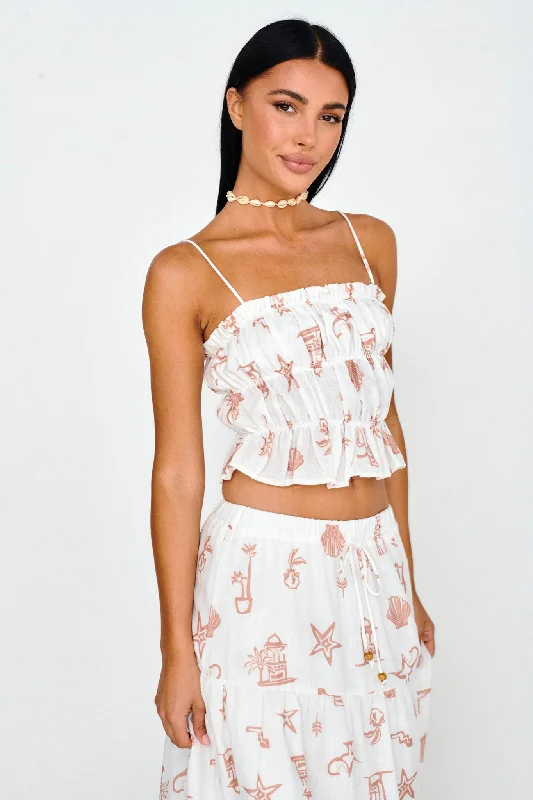 Extra Discounts South Bay Ruched Cami Top Print Mocha