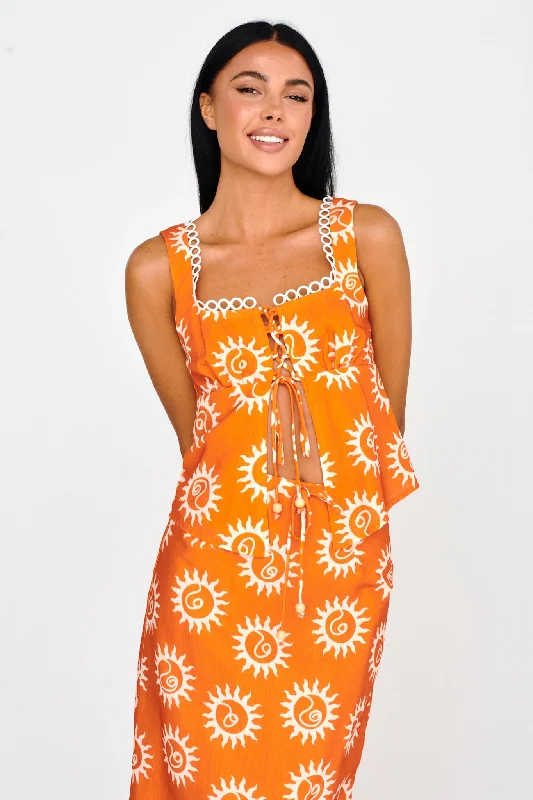 Today’s Deal Sun Days Laced Bust Top Sun Orange
