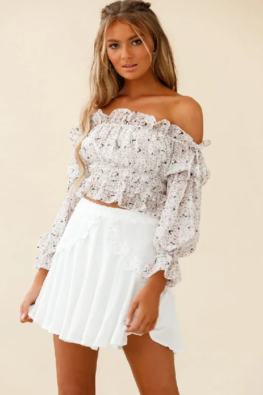 TIME-Limited Offer Taryn Bardot Top Animal Print White