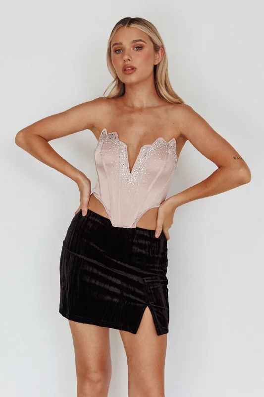 The Best Prices Up All Night Diamante Crop Top Blush