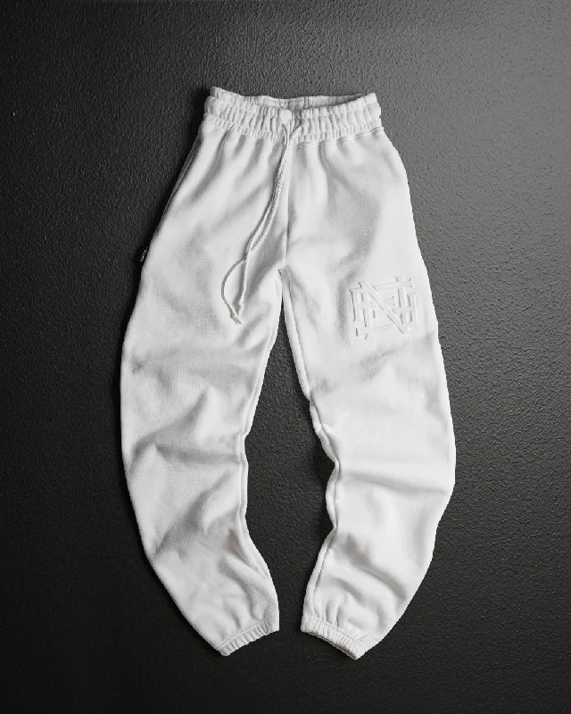 Final Clearance EMBOSSED CHAMP JOGGERS-WHITE