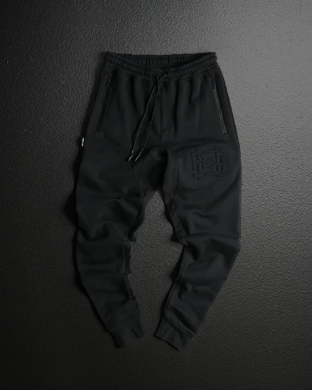 Closeout EMBOSSED FITTED JOGGERS-BLACK