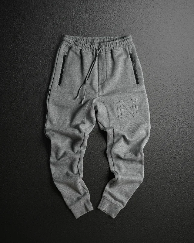 Discount Deals EMBOSSED FITTED JOGGERS-GREY