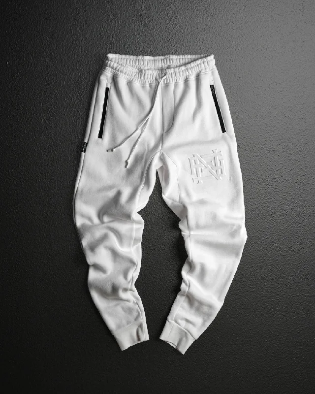 Big Discounts EMBOSSED FITTED JOGGERS-WHITE