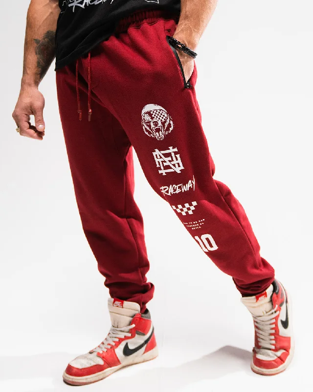 Instant Discount RACE BEAR FITTED JOGGERS - MAROON