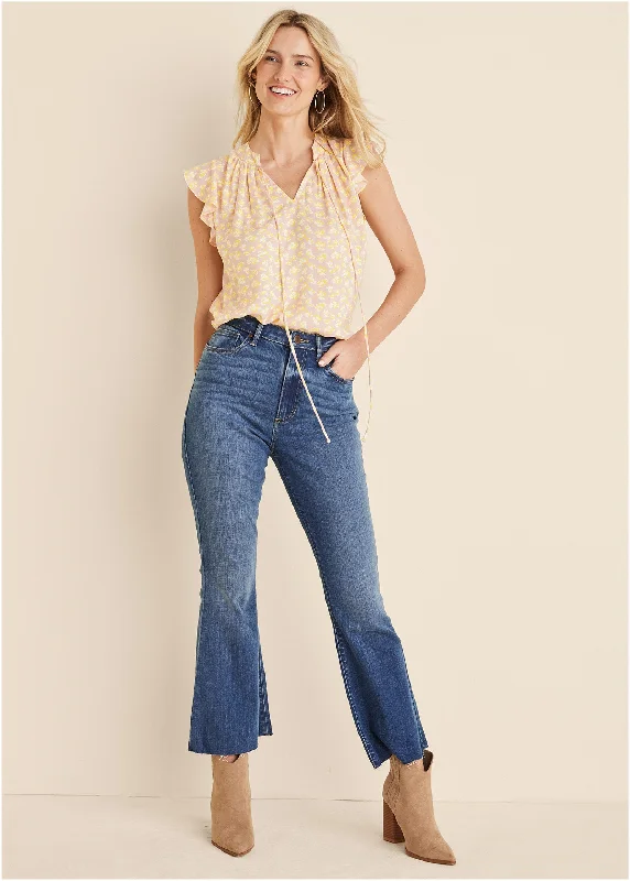 Act Now Brigitte Kick Flare Jeans - Medium Wash
